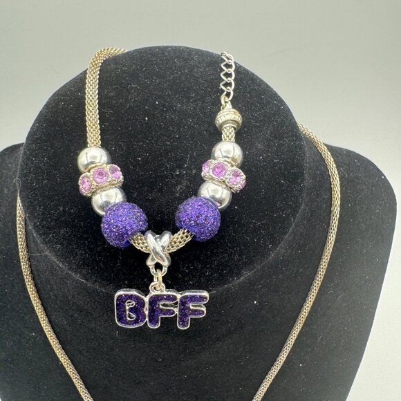 Best Friend Purple Charm Necklace & Bracelet Set Girls Gift - Picture 3 of 8